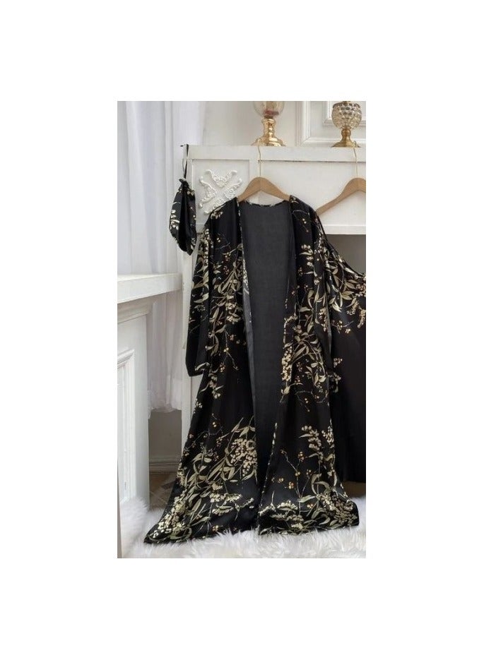 ناكسوس قمصان نوم نسائية، روب استحمام، صيفي، بأكمام طويلة، رداء من الساتان، بيجامات كيمونو - Image 3